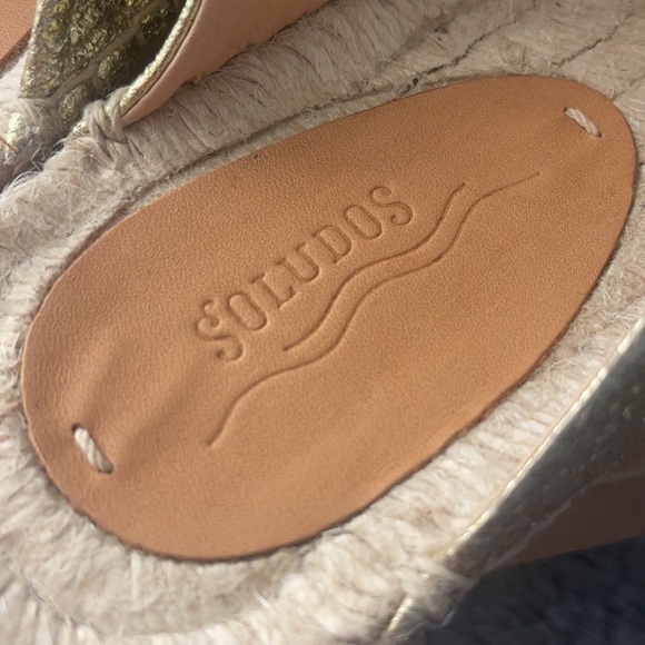 Soludos Criss Cross Platform Sandals Jupiter Gold - Picture 6 of 7